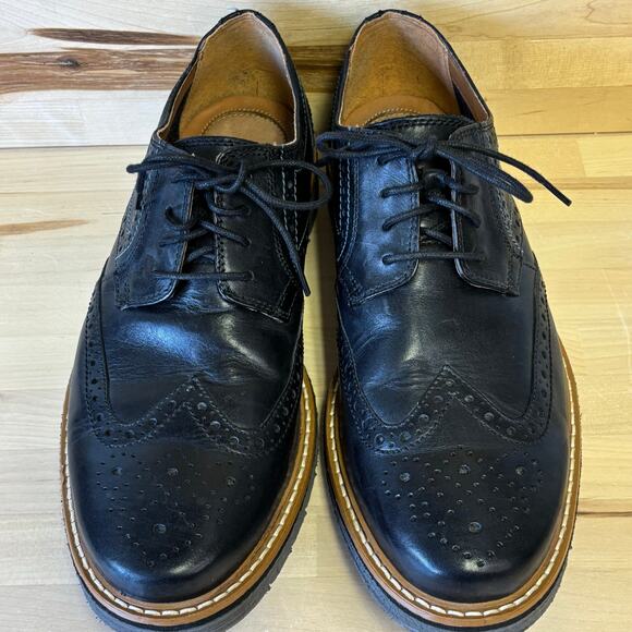 CLARK’S Extra-light Black Wingtip Dress Shoes Men’s 8W - Picture 5 of 11